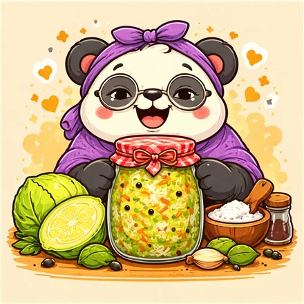 Oma Panda mit Sauerkrauttopf